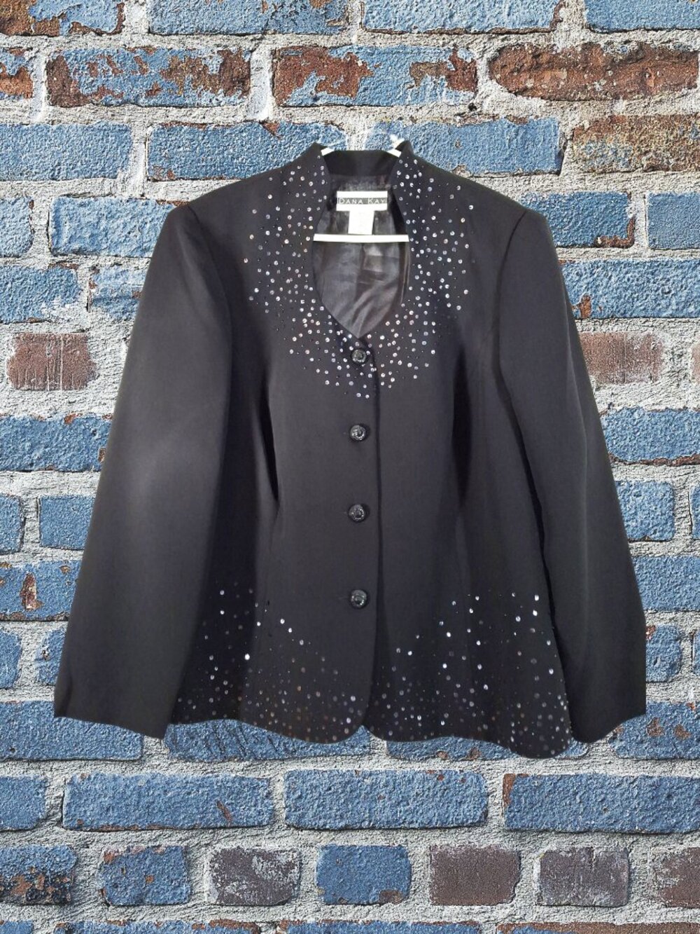 Dana Kay Sequined Black Dress Suit Blazer Size 18W